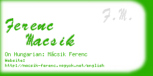 ferenc macsik business card
